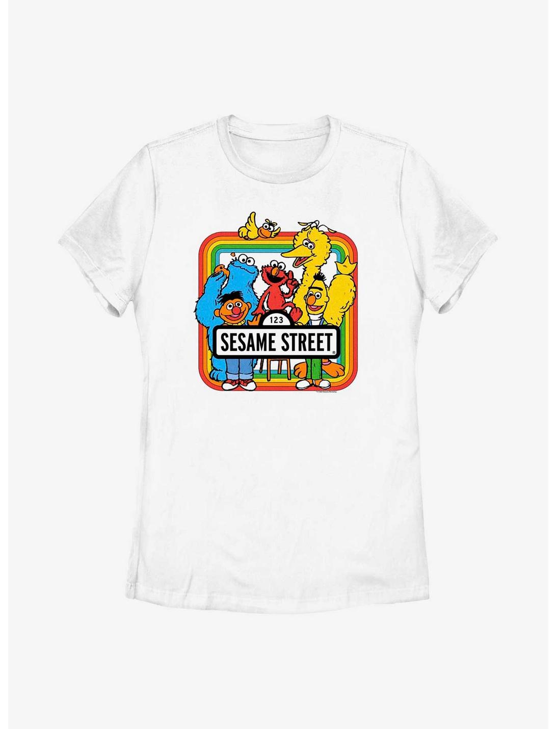 Sesame Street Rainbow Box Womens T-Shirt, WHITE, hi-res