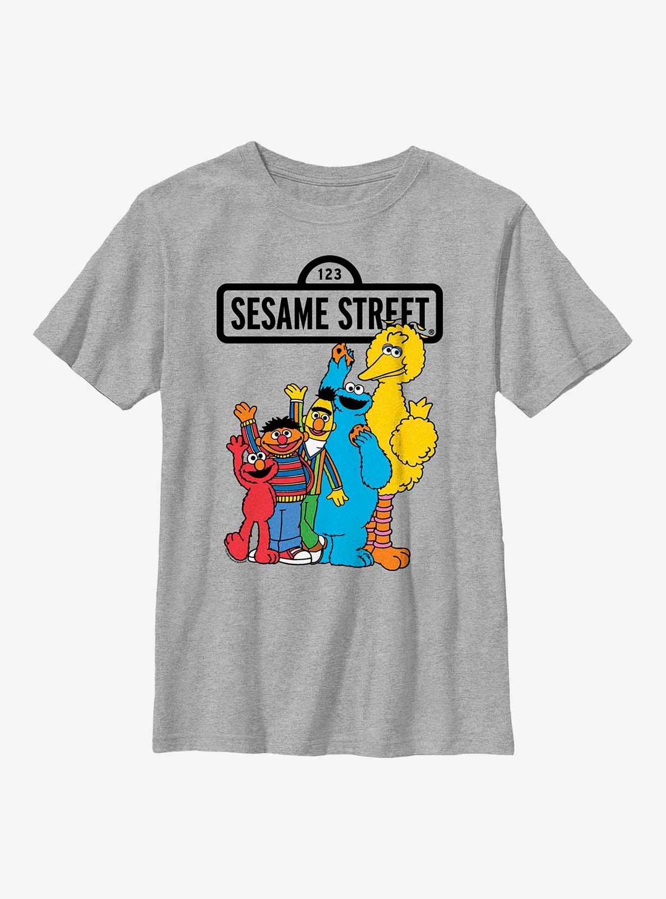Sesame Street Friends Waving Youth T-Shirt, ATH HTR, hi-res