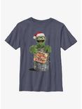 Sesame Street Oscar the Grouch Merry Christmas Now Scram Youth T-Shirt, NAVY HTR, hi-res