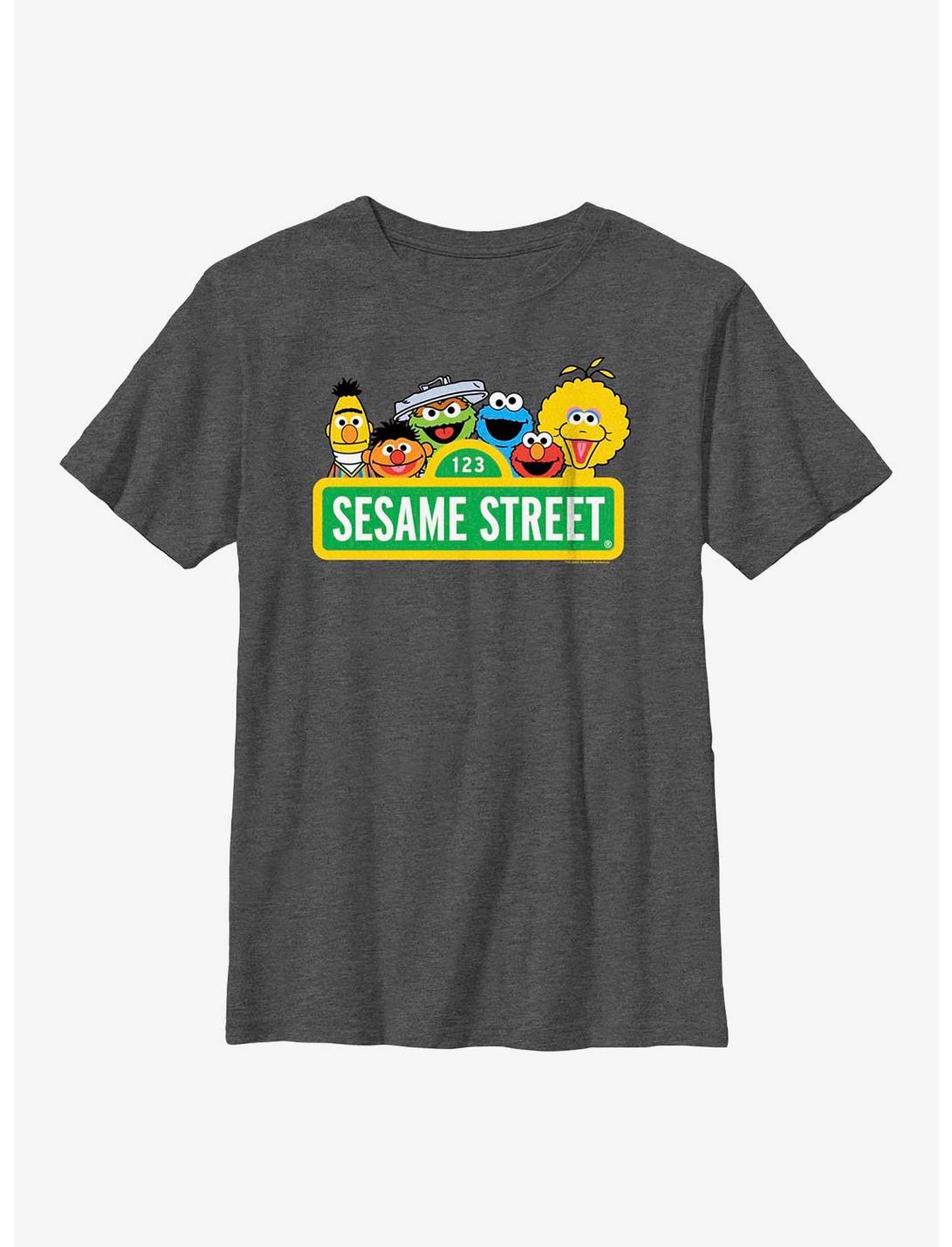 Sesame Street Logo Youth T-Shirt, CHAR HTR, hi-res