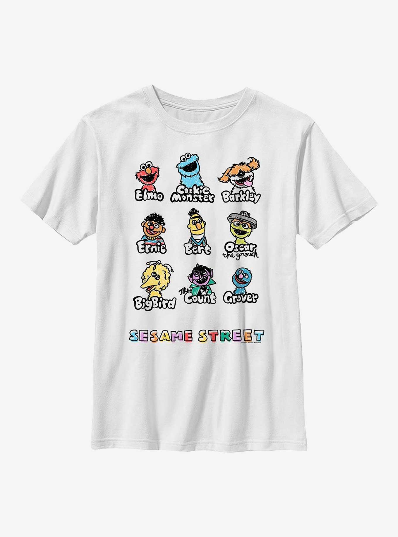 Sesame Street Puppet Faces Youth T-Shirt, WHITE, hi-res