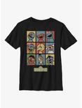 Sesame Street Puppets Grid Youth T-Shirt, BLACK, hi-res