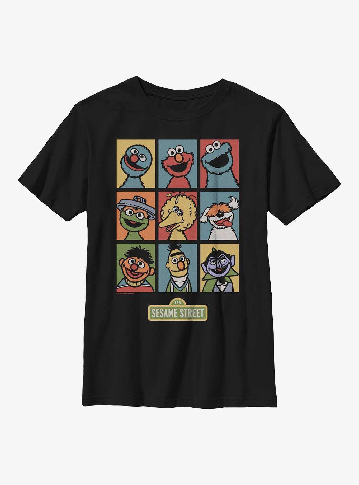 Sesame Street Puppets Grid Youth T-Shirt, , hi-res