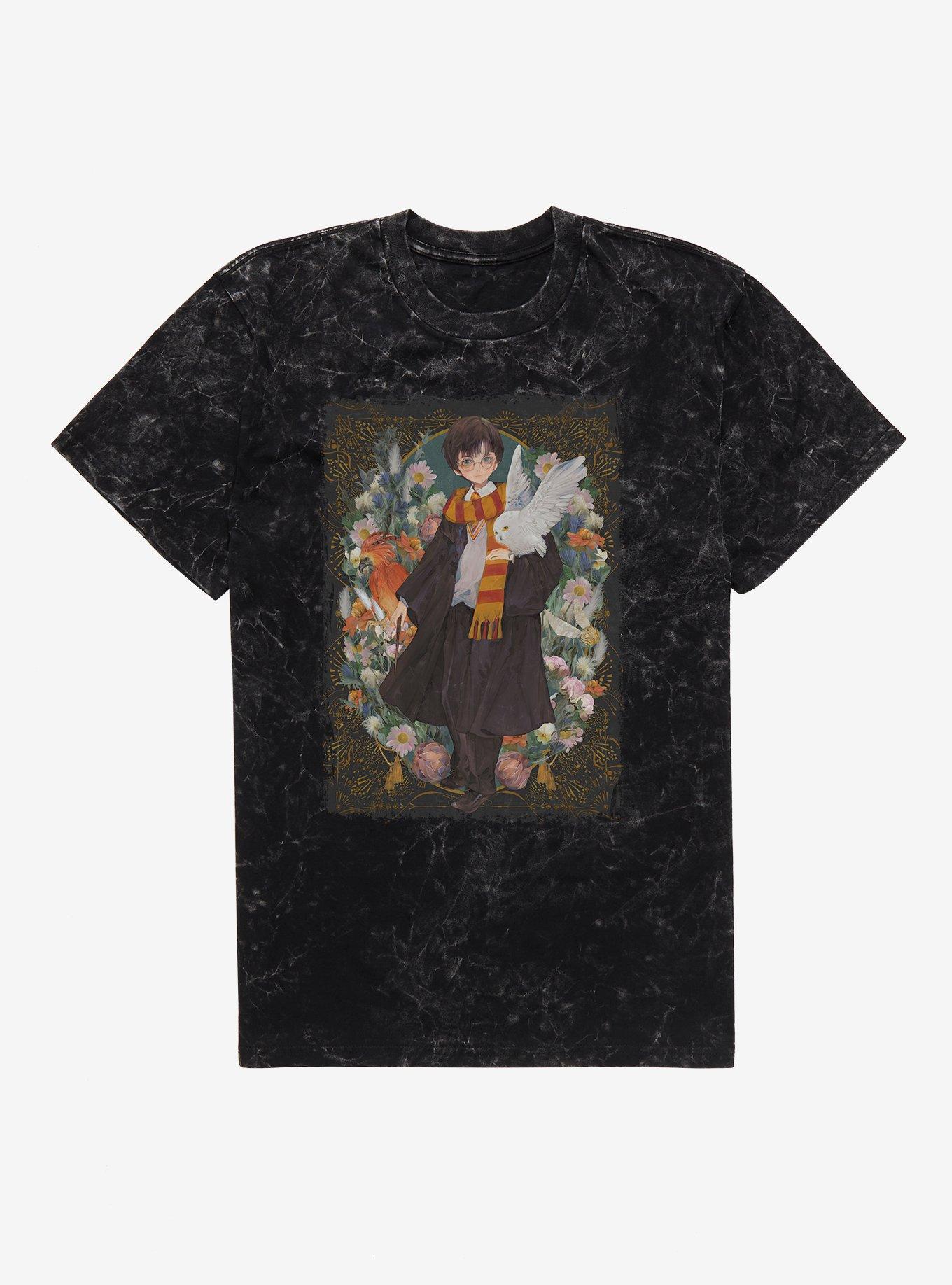 Harry Potter Anime Neo-Classical Harry And Hedwig Mineral Wash T-Shirt, , hi-res