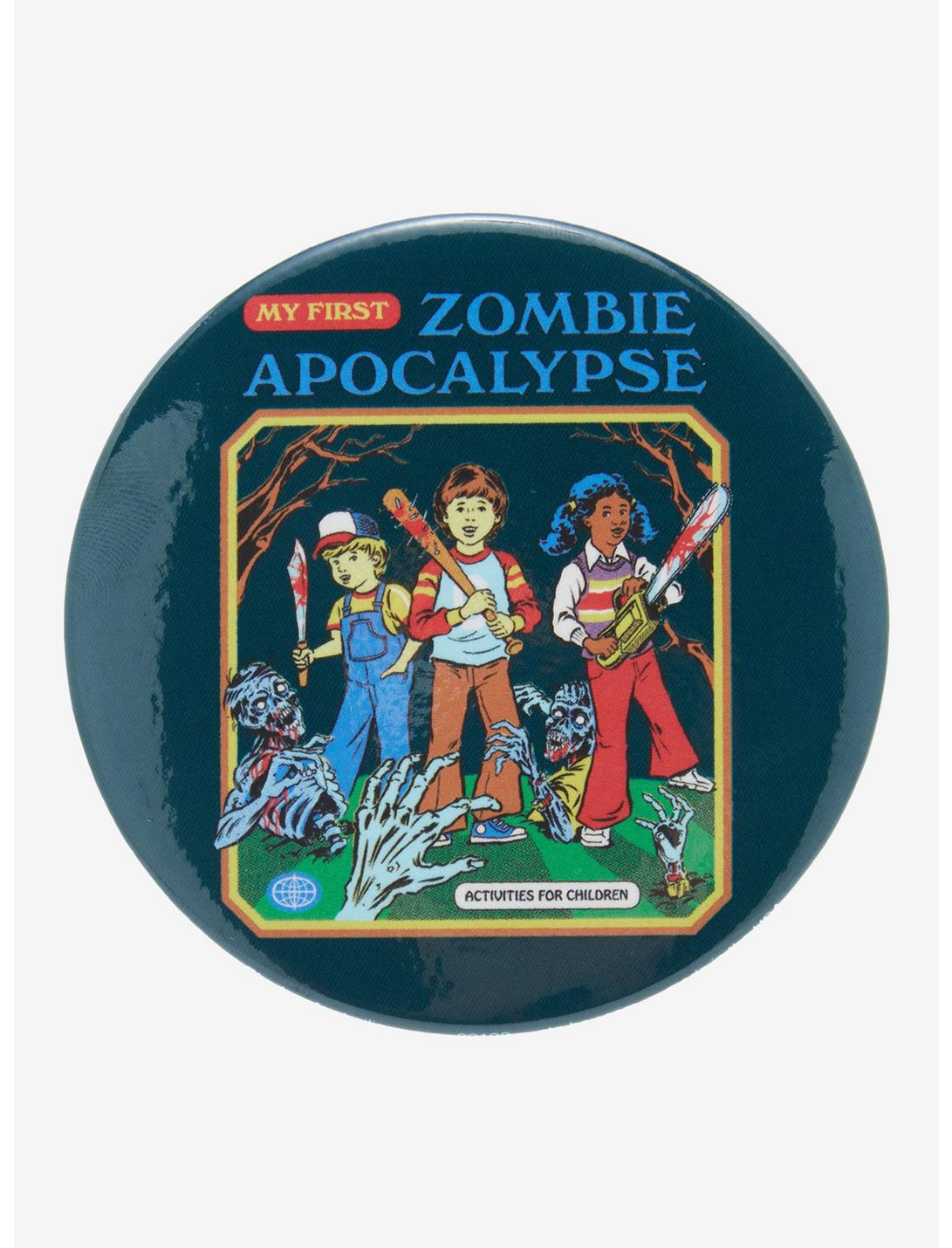 Zombie Apocalypse 3 Inch Button By Steven Rhodes, , hi-res
