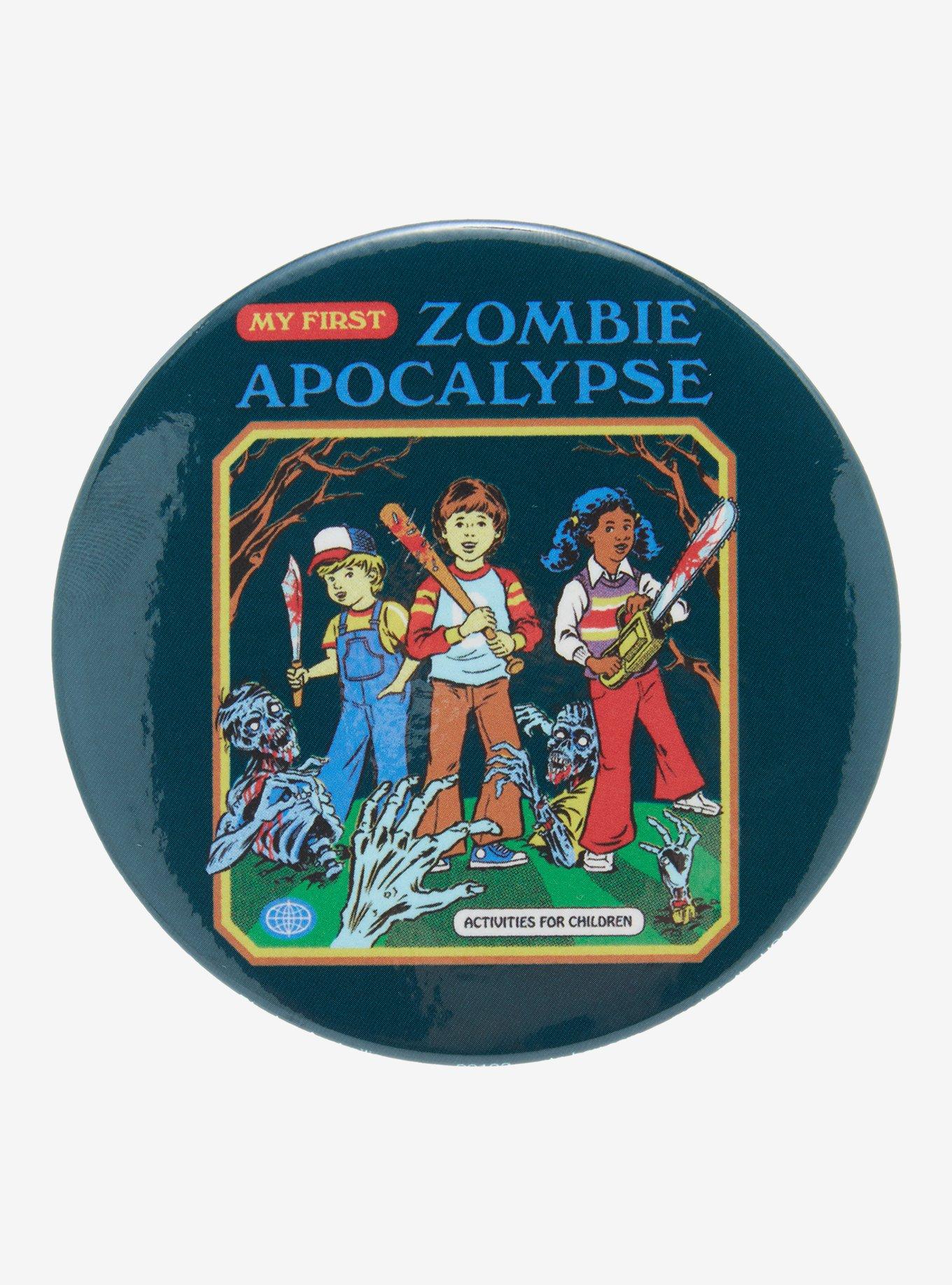 Zombie Apocalypse 3 Inch Button By Steven Rhodes, , hi-res