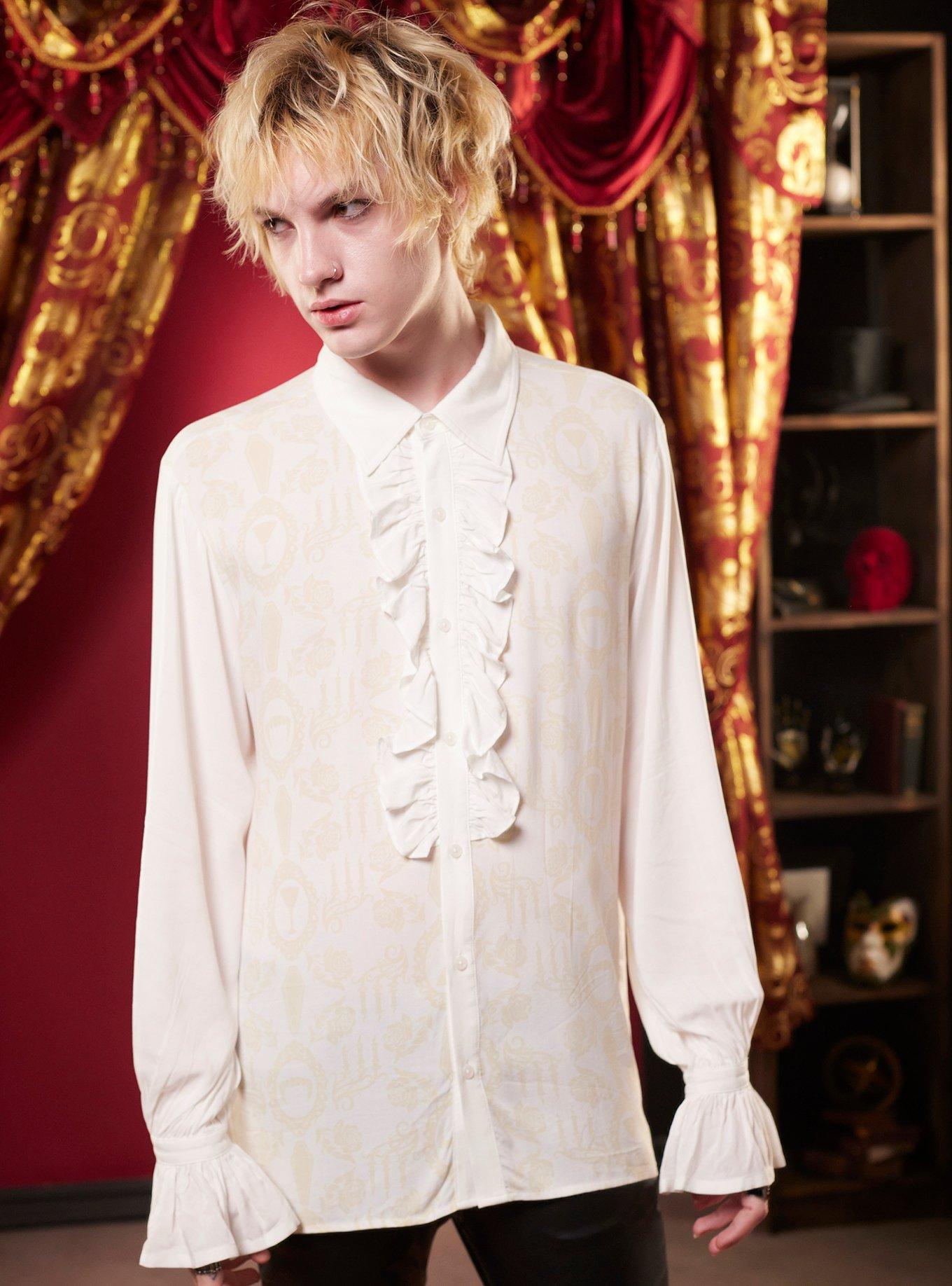 Interview With The Vampire Icons Ruffle Long-Sleeve Woven Button