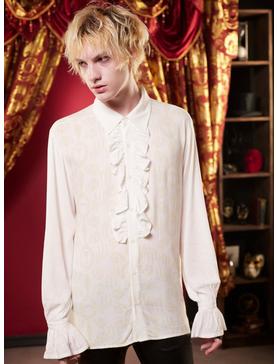 Interview With The Vampire Icons Ruffle Long-Sleeve Woven Button-Up, , hi-res
