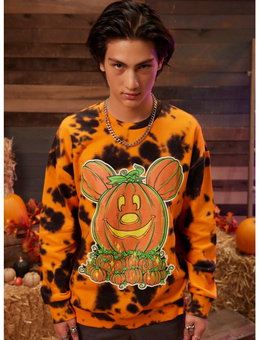 Our Universe Disney Halloween Mickey Mouse Pumpkin Tie-Dye Sweatshirt, MULTI, hi-res