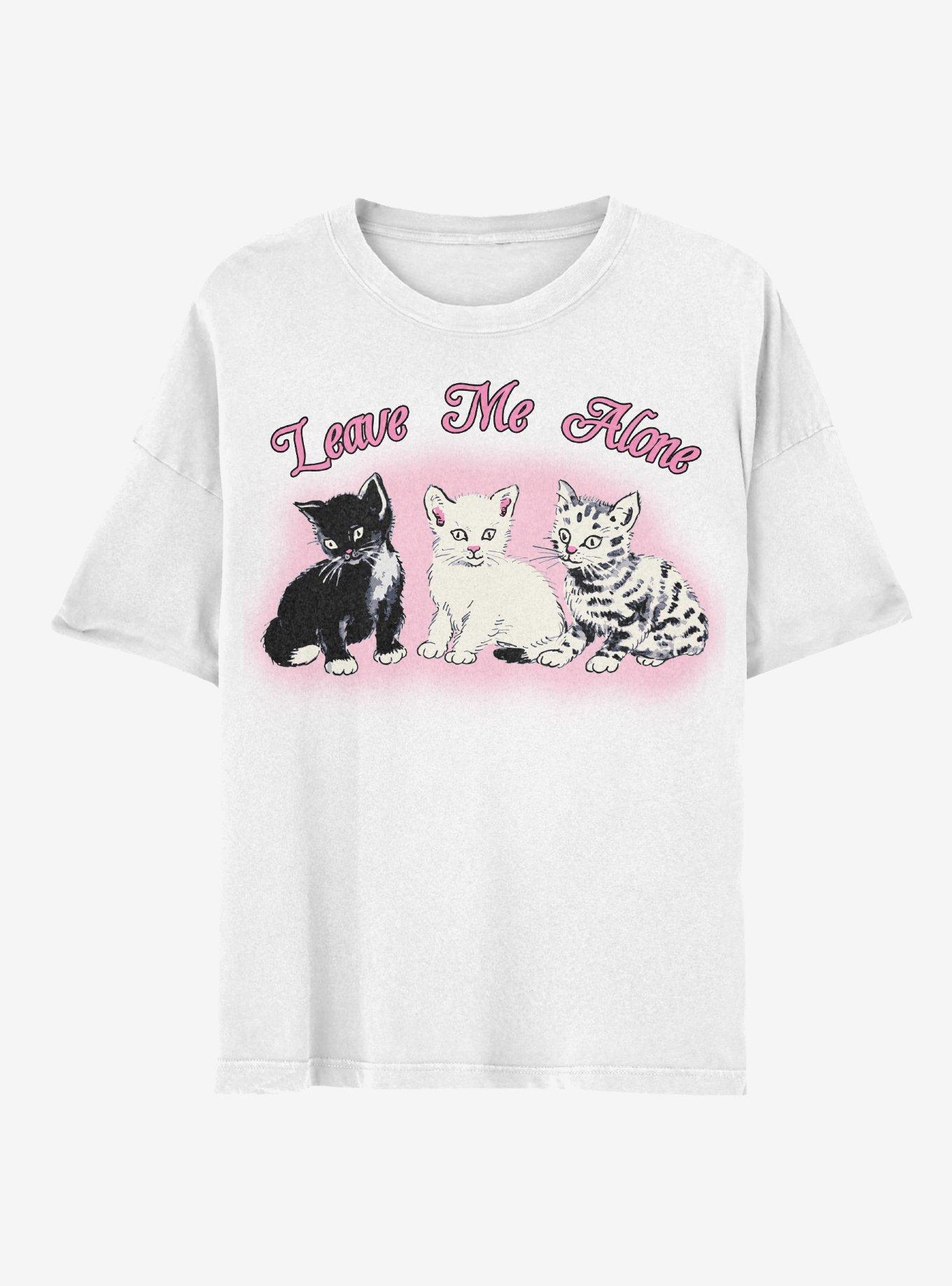 Leave Me Alone Cat Trio Boyfriend Fit Girls T-Shirt, MULTI, hi-res
