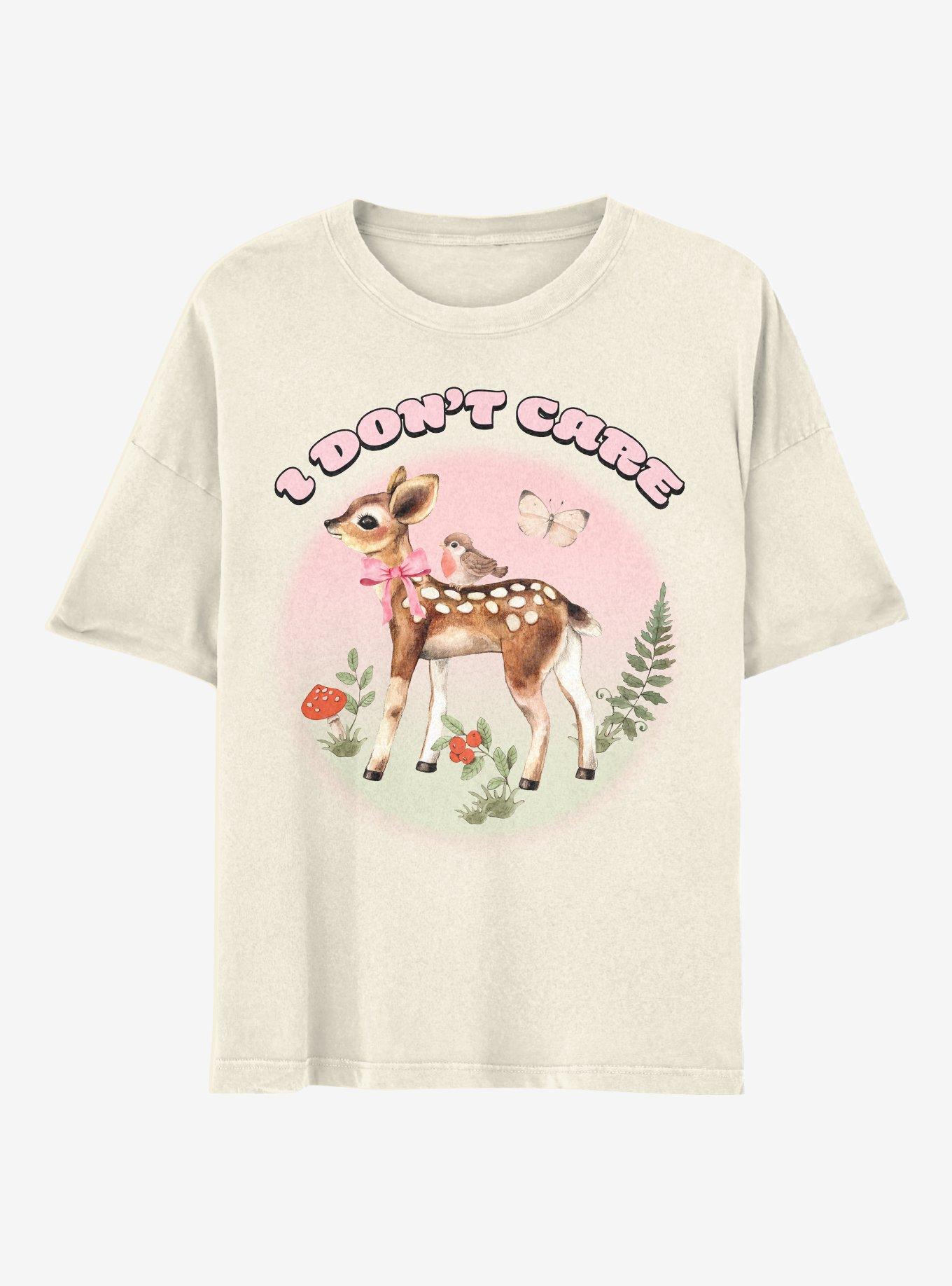 Baby Deer I Don't Care Boyfriend Fit Girls T-Shirt, MULTI, hi-res