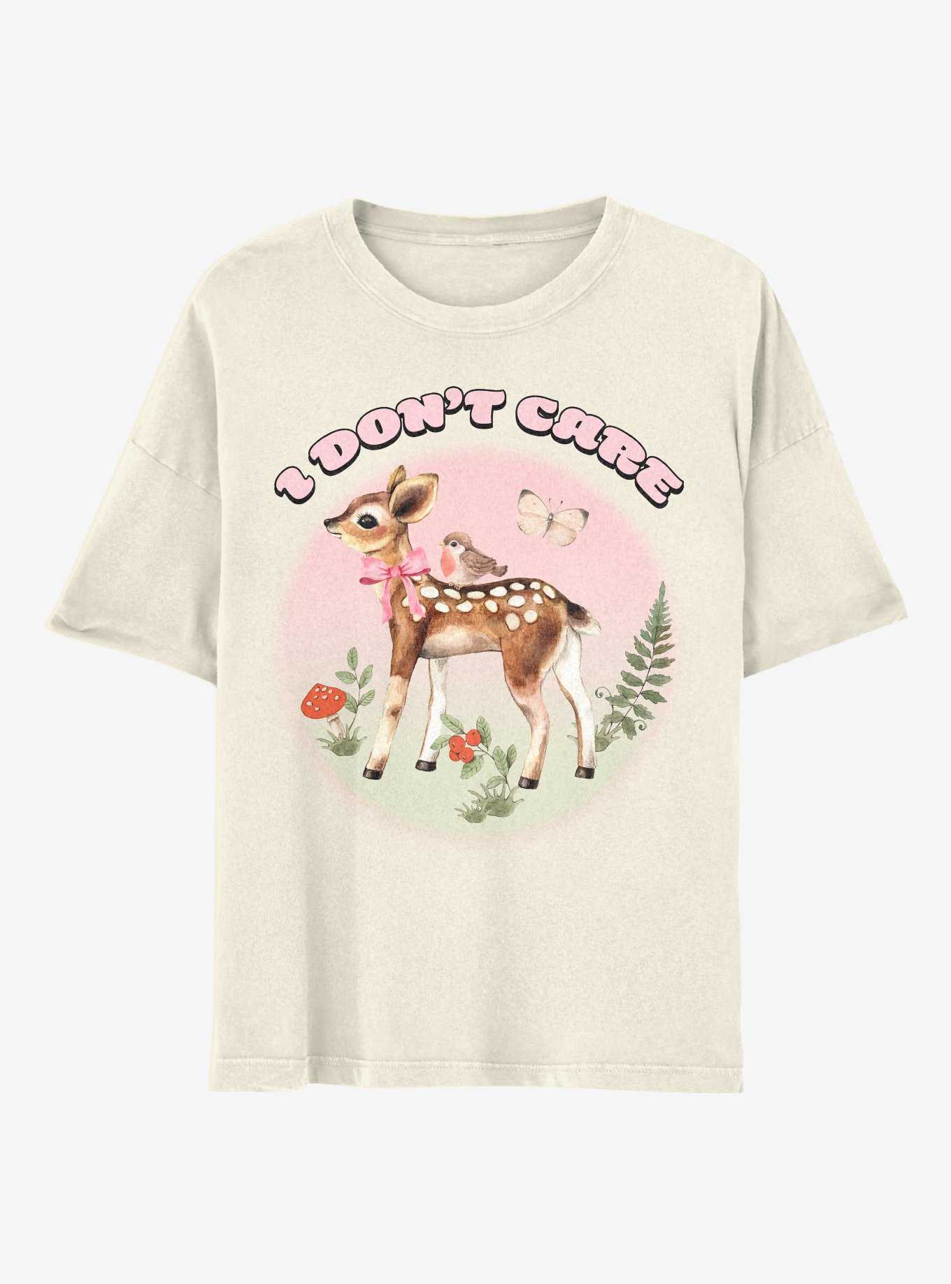Baby Deer I Don't Care Boyfriend Fit Girls T-Shirt, , hi-res