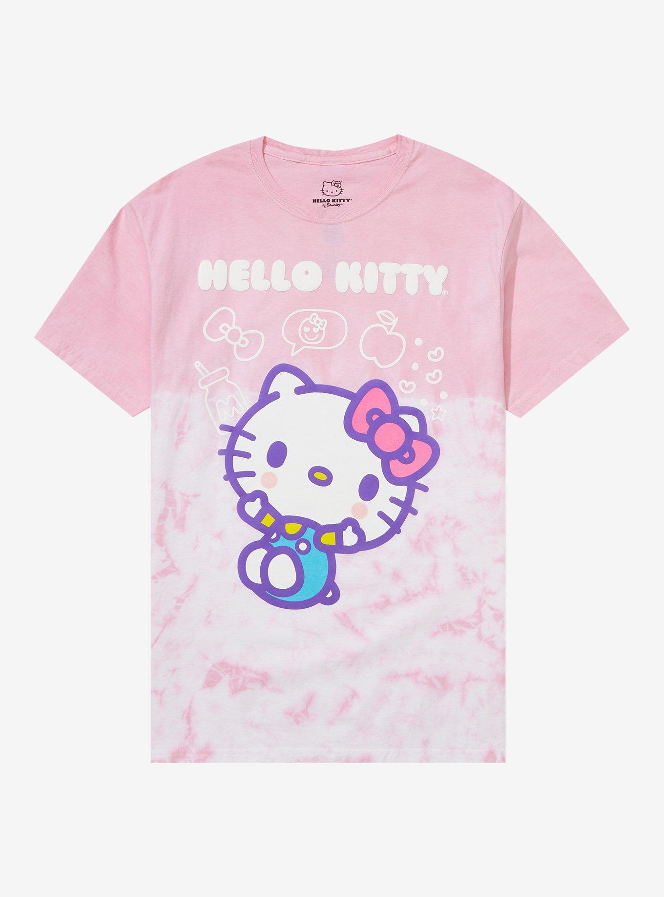 Hello Kitty Chibi Tie-Dye Boyfriend Fit Girls T-Shirt