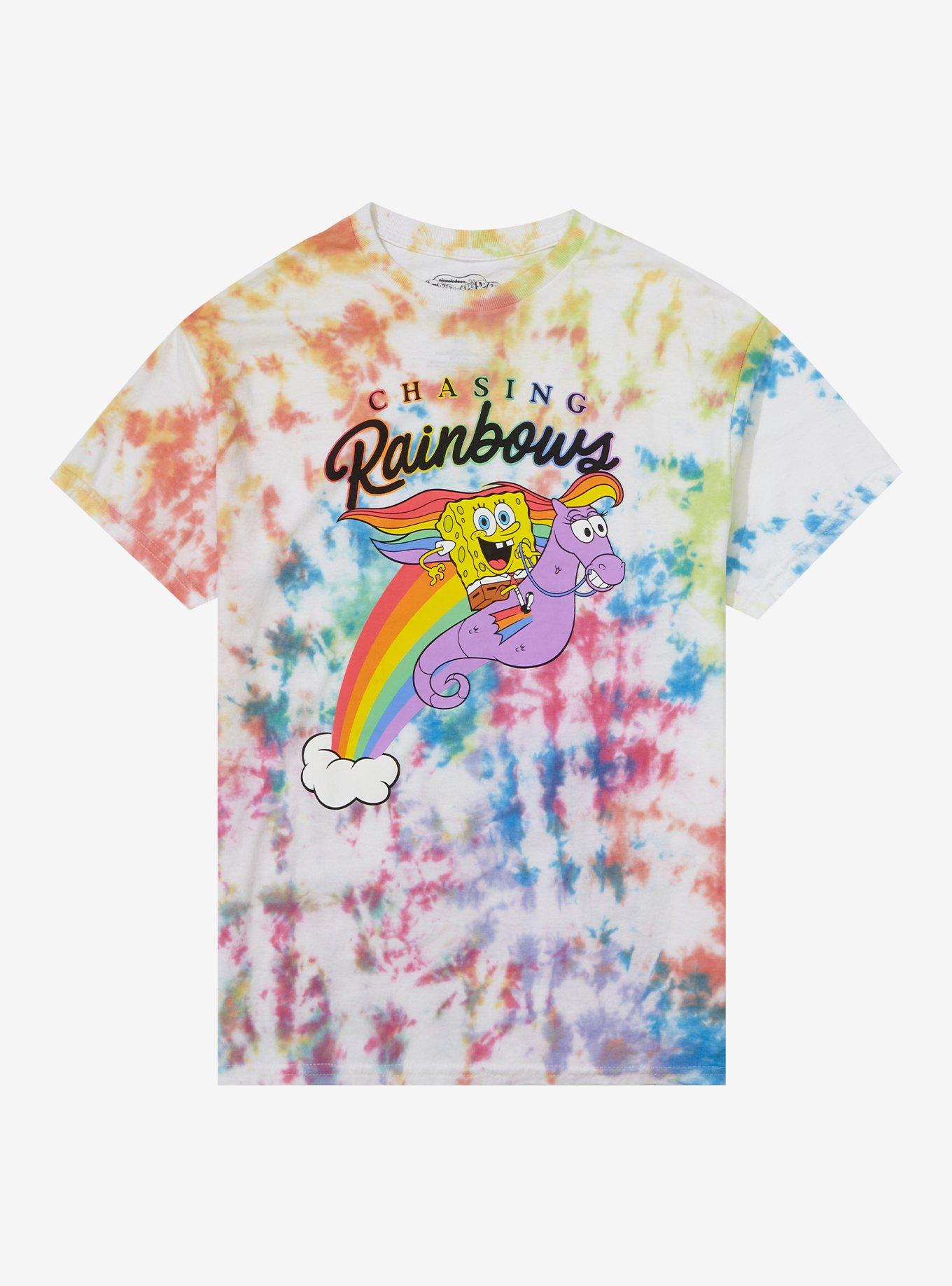 SpongeBob SquarePants Chasing Rainbows Tie-Dye T-Shirt, , hi-res