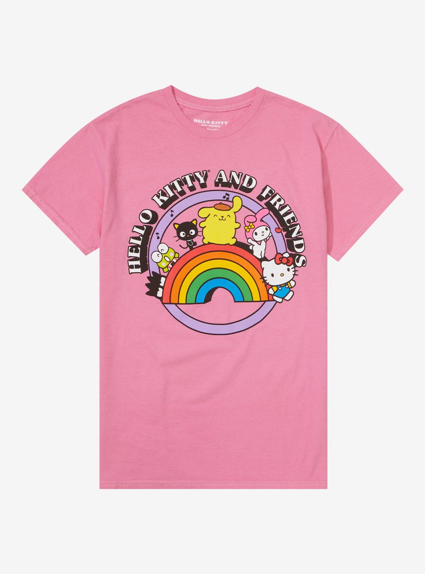 Hello Kitty And Friends Pink Rainbow Boyfriend Fit Girls T-Shirt, MULTI, hi-res