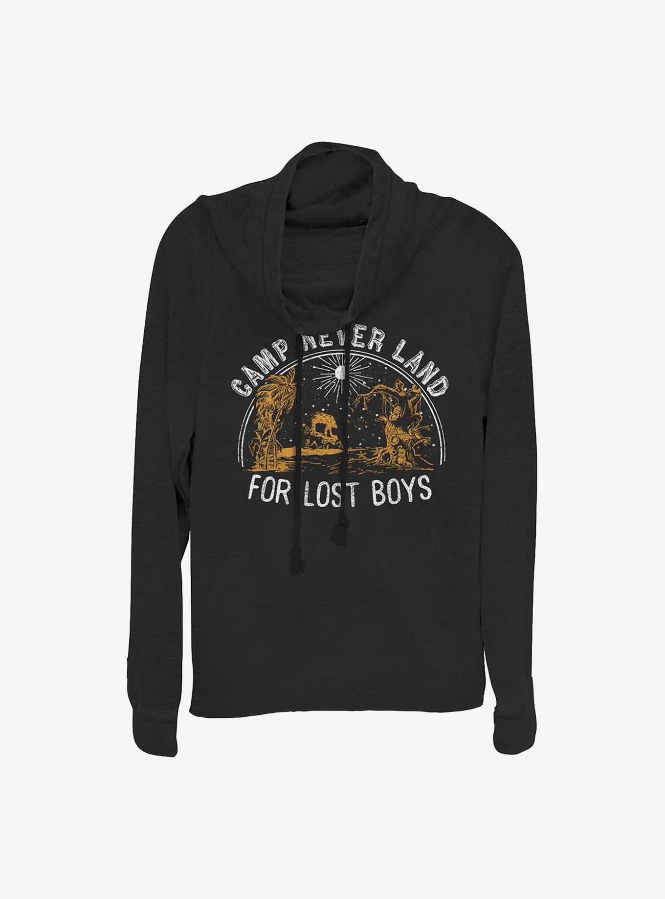 Disney Peter Pan Camp Never Land For Lost Boys Cowl Neck Long-Sleeve Top, BLACK, hi-res