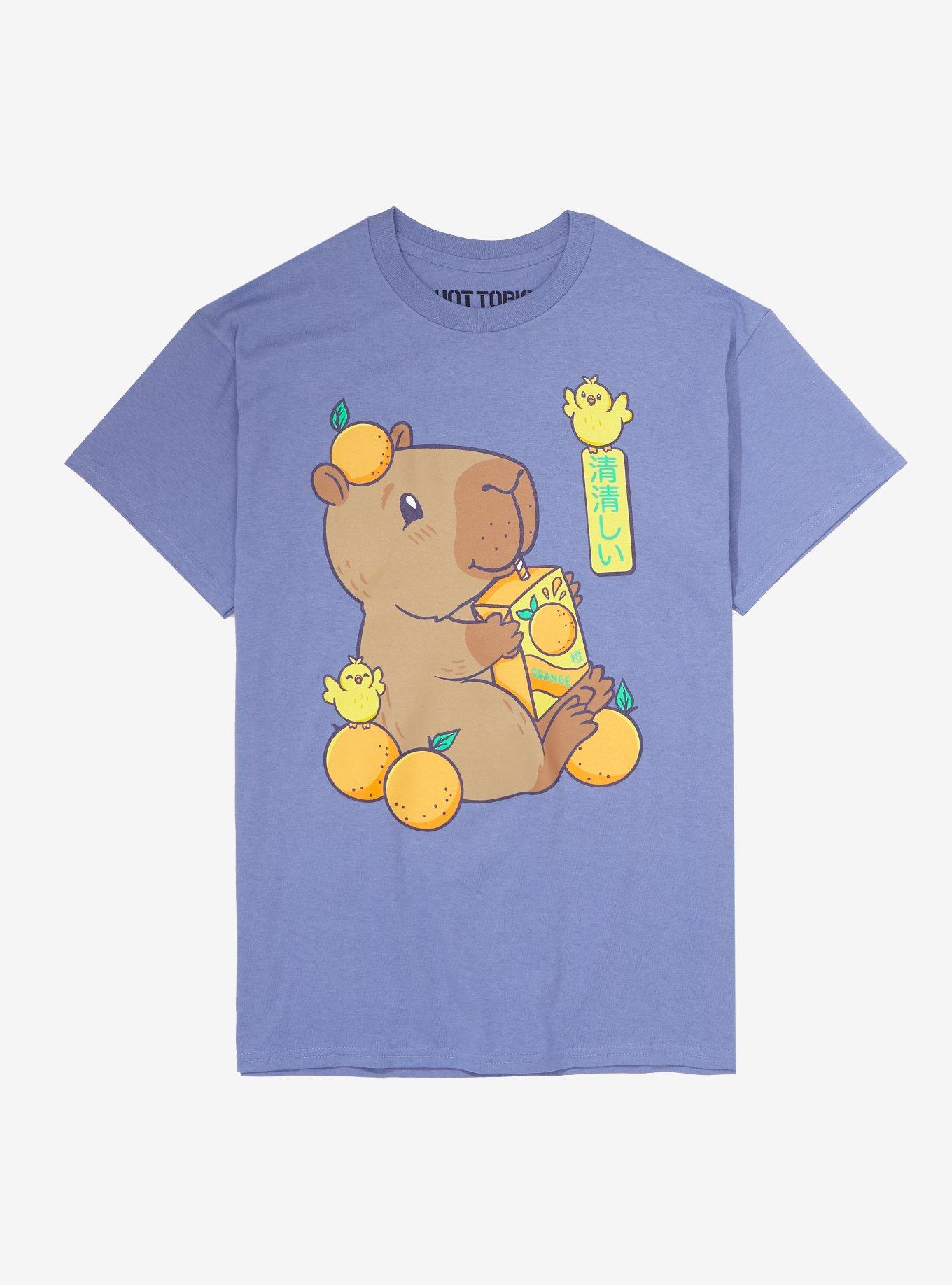 Capybara Orange Juice T-Shirt, LAVENDER, hi-res