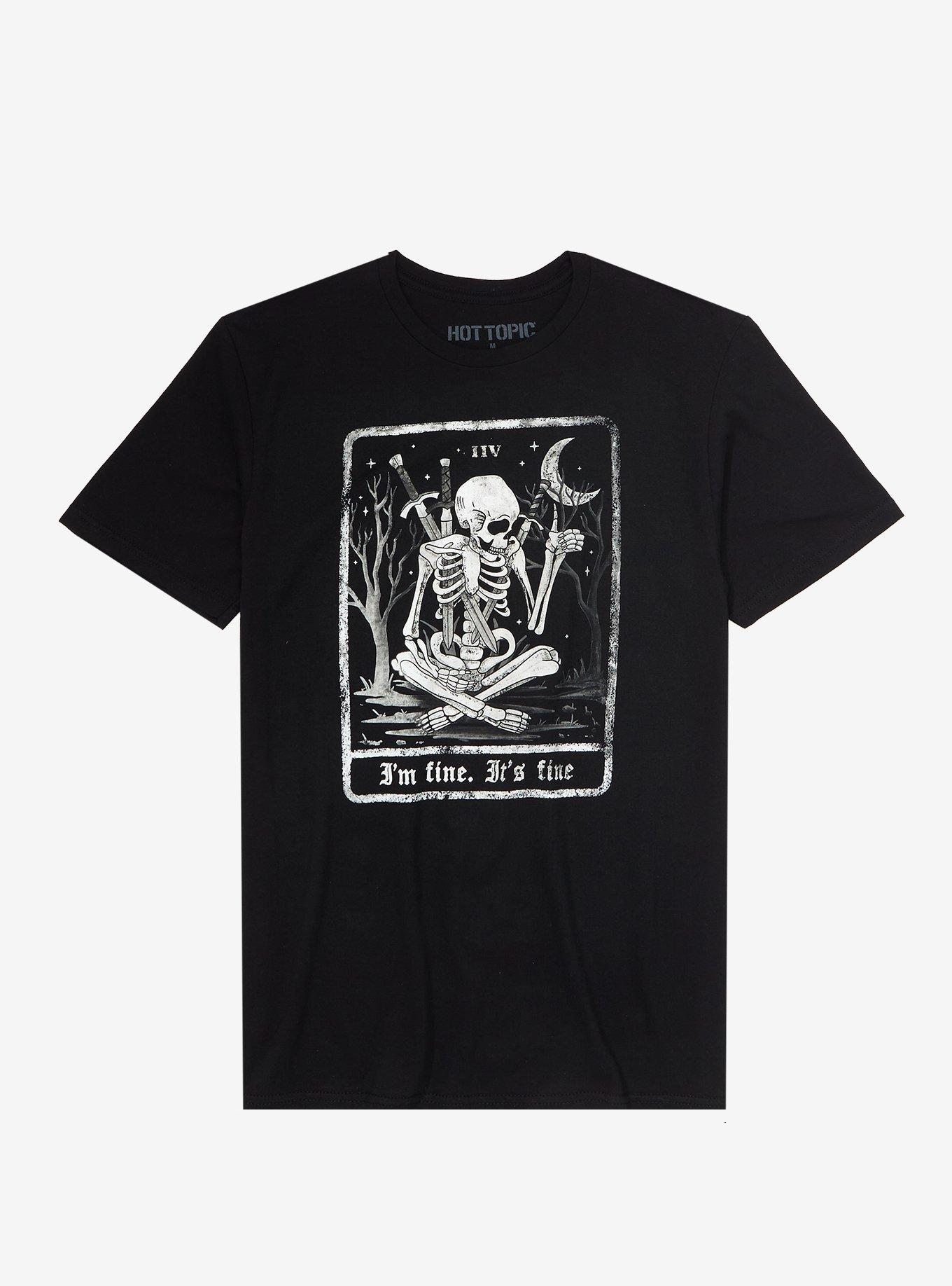 I'm Fine Skeleton Tarot Card T-Shirt, BLACK, hi-res