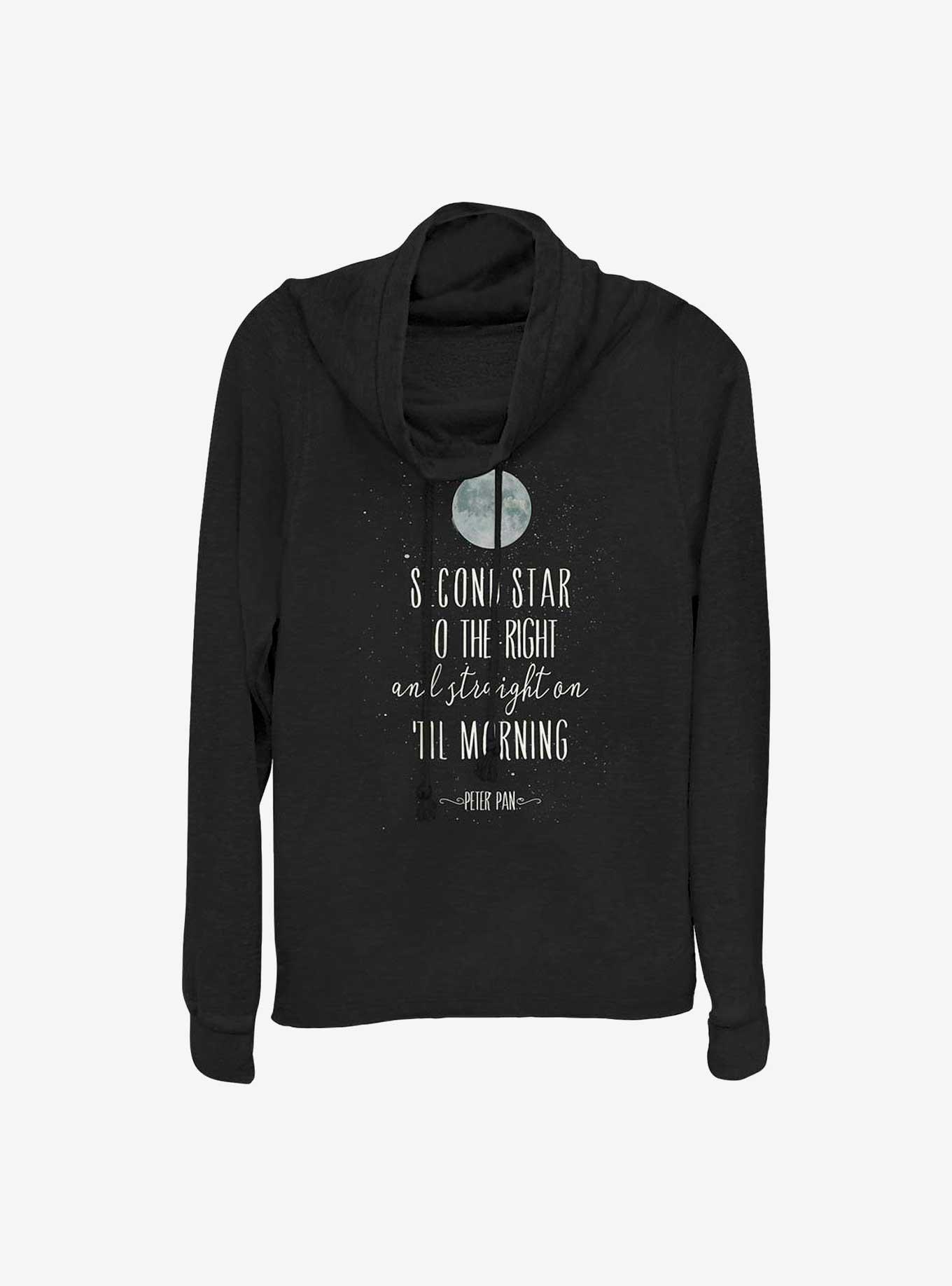 Disney Peter Pan Straight 'Til Morning Cowl Neck Long-Sleeve Top, BLACK, hi-res