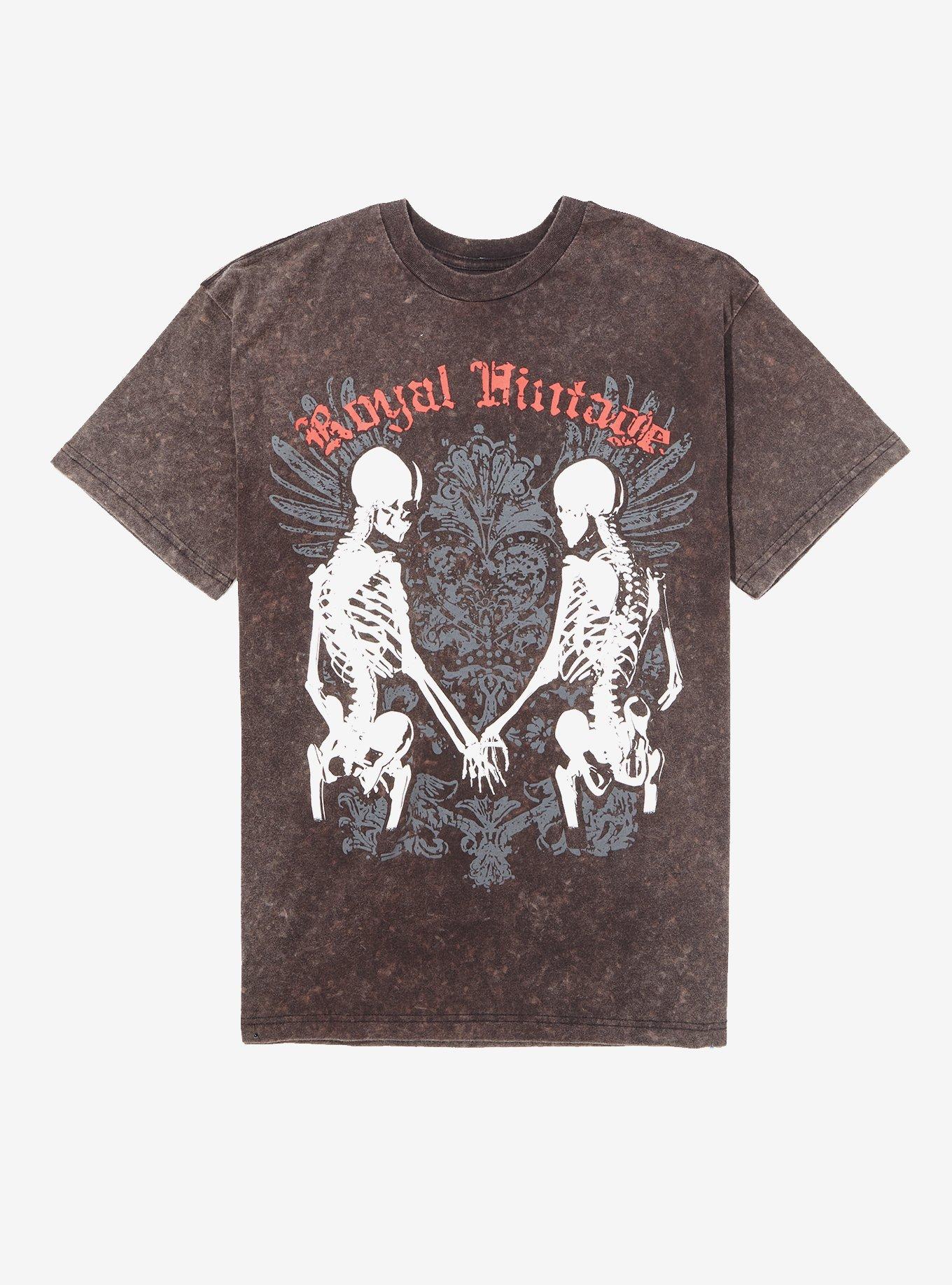 Skeleton Holding Hands Washed Boyfriend Fit Girls T-Shirt, MULTI, hi-res