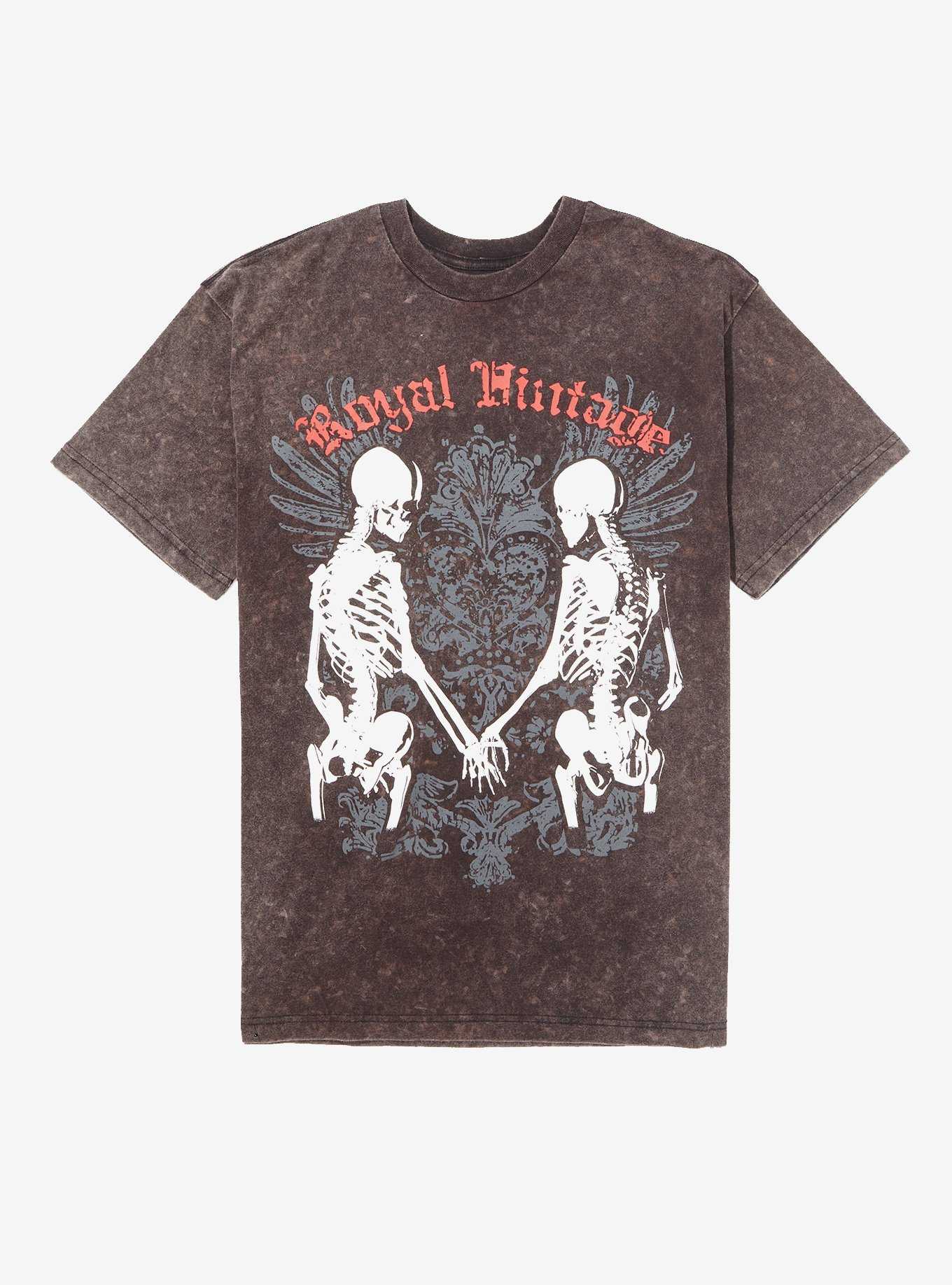 Skeleton Holding Hands Washed Boyfriend Fit Girls T-Shirt, , hi-res