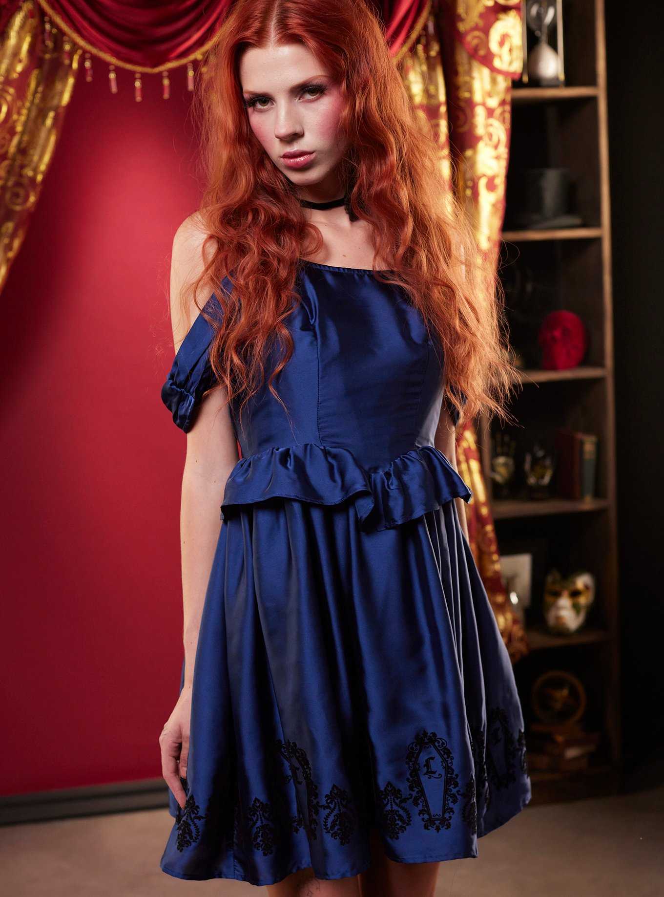 Dolls Kill x The Corpse Bride Brocade High Low Dress - Blue