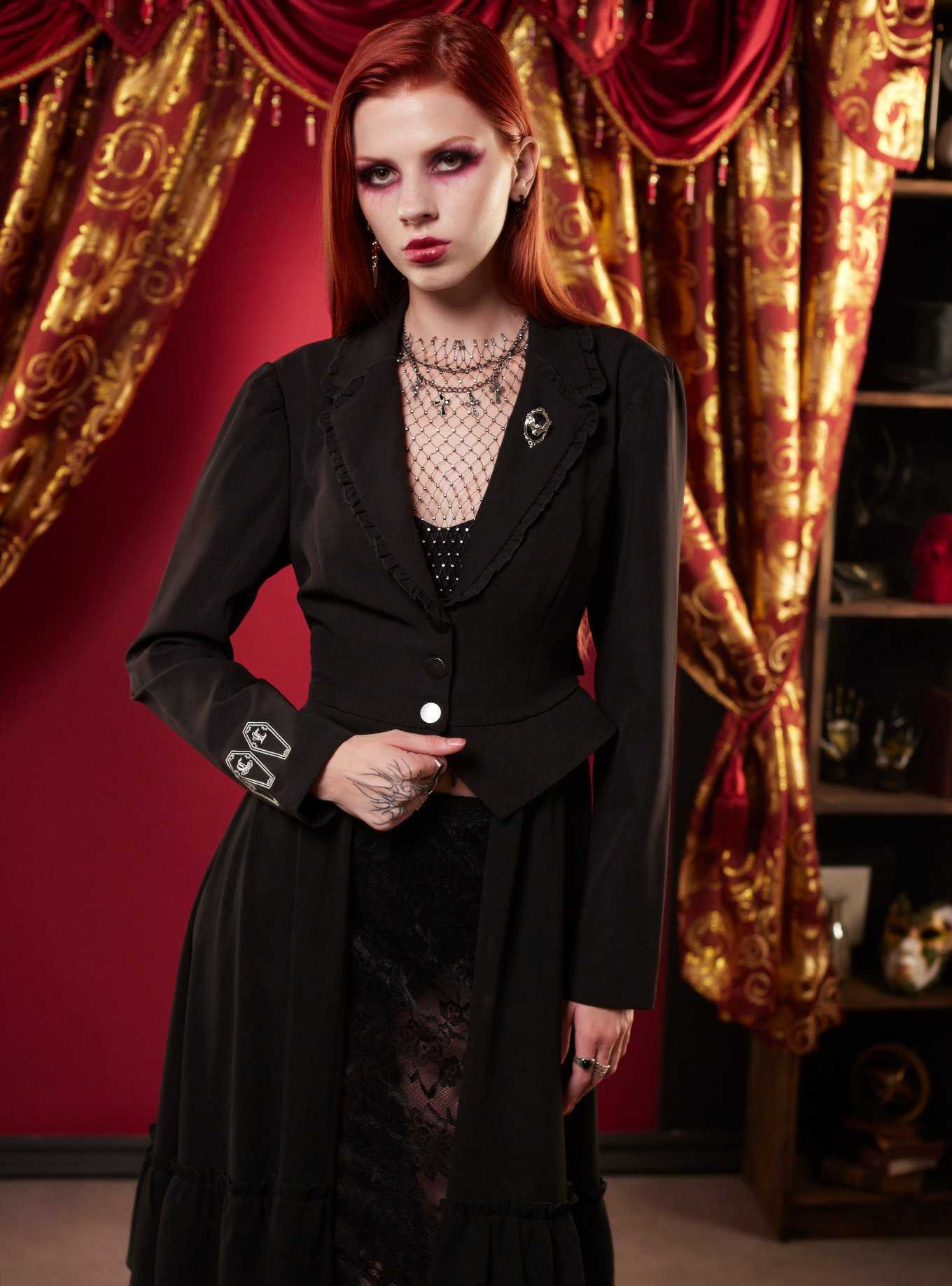 Interview With The Vampire Coffins Girls Peplum Waistcoat, , hi-res