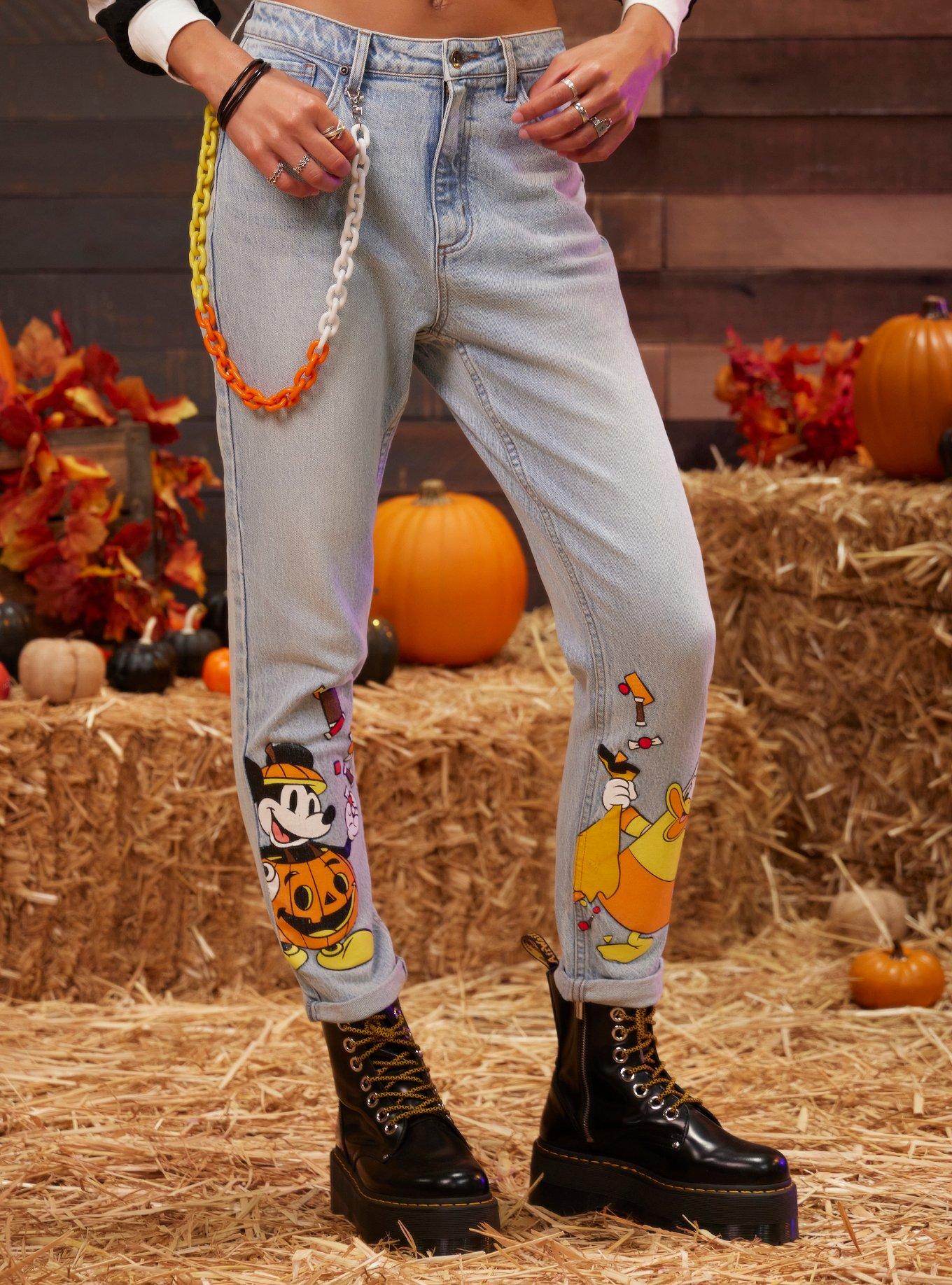 Her Universe Disney Halloween Candy Corn Chain Mom Jeans