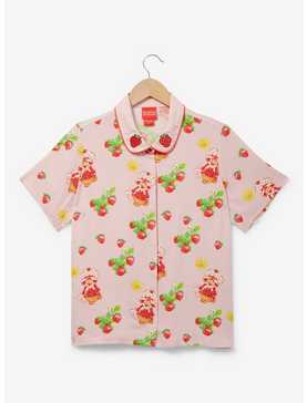 Strawberry Shortcake Icons Allover Print Women's Woven Button-Up - BoxLunch Exclusive, , hi-res