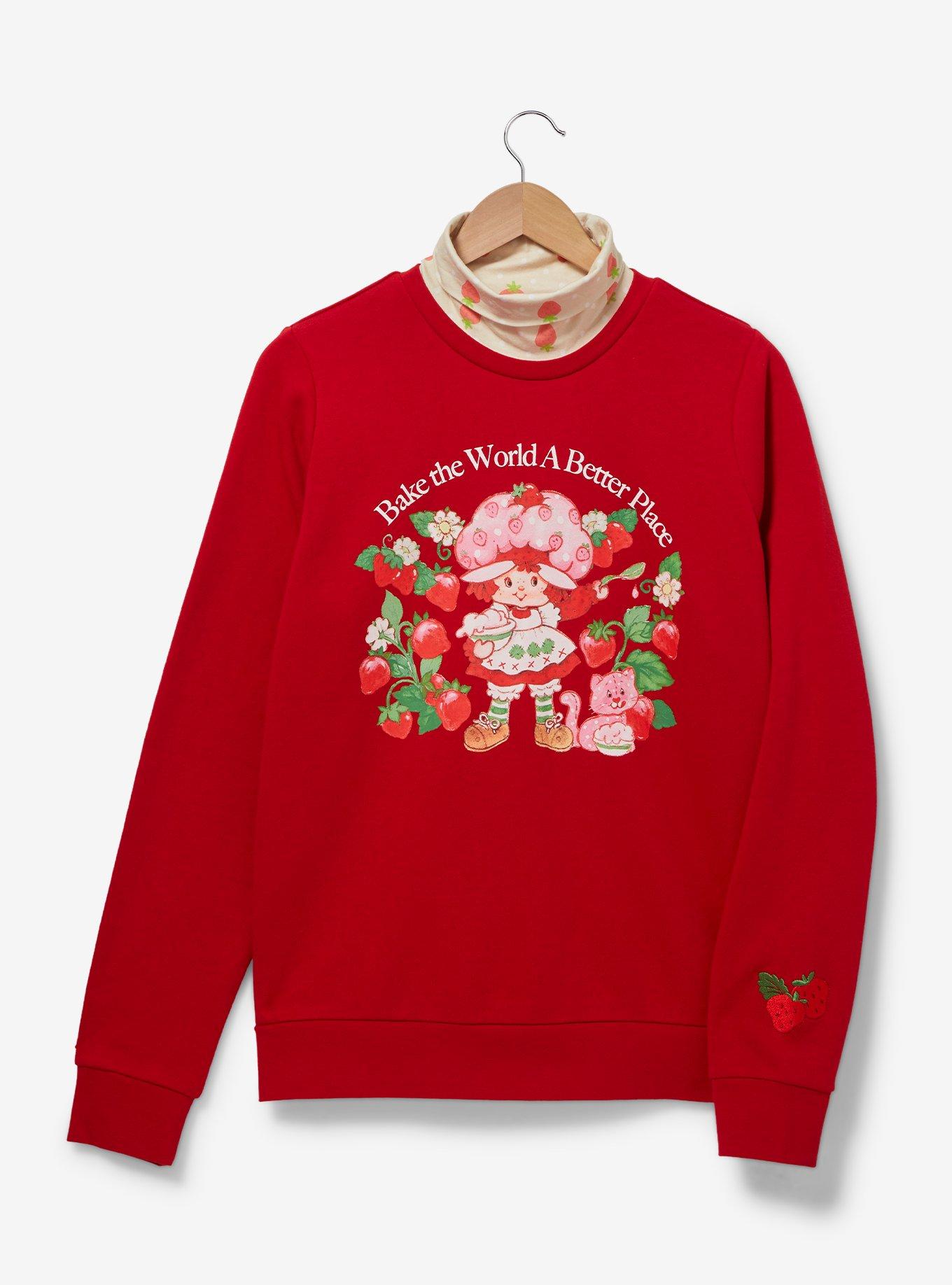 Strawberry Shortcake Portrait Turtleneck Crewneck - BoxLunch Exclusive, RED, hi-res