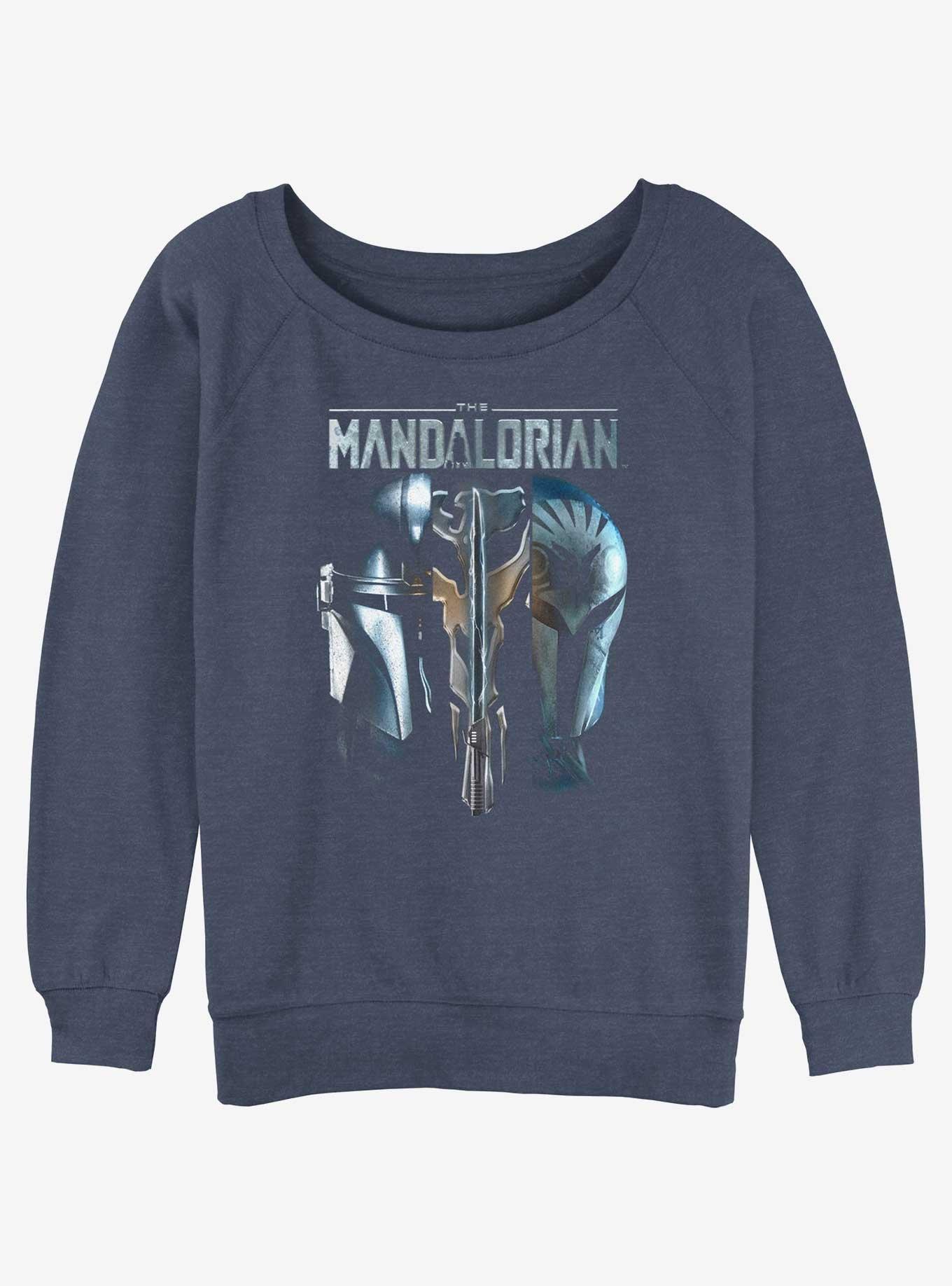 Star Wars The Mandalorian Din Djarin & Bo-Katan Mythosaur Womens Slouchy Sweatshirt BoxLunch Web Exclusive, BLUEHTR, hi-res