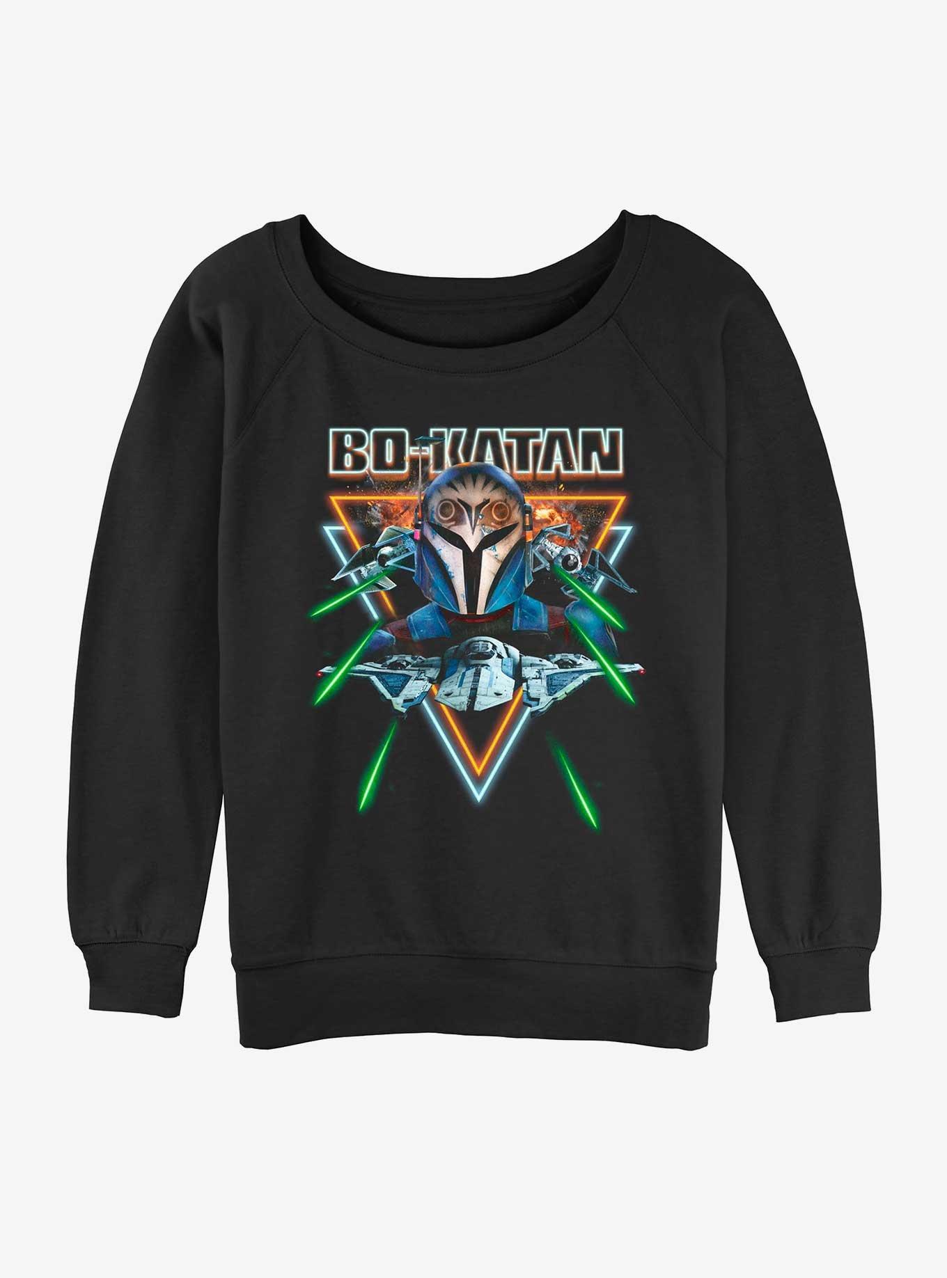 Star Wars The Mandalorian Bo-Katan Dogfight Womens Slouchy Sweatshirt, BLACK, hi-res