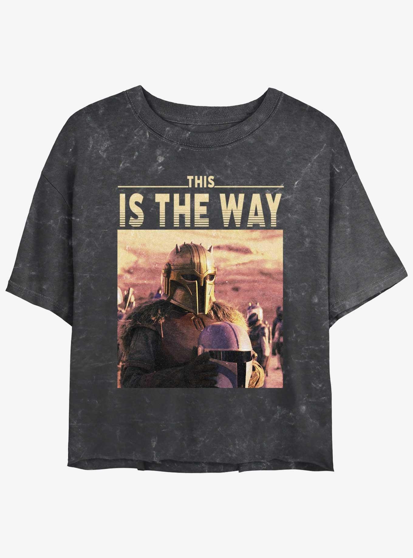 Star Wars The Mandalorian Initiation Mineral Wash Girls Crop T-Shirt, BLACK, hi-res