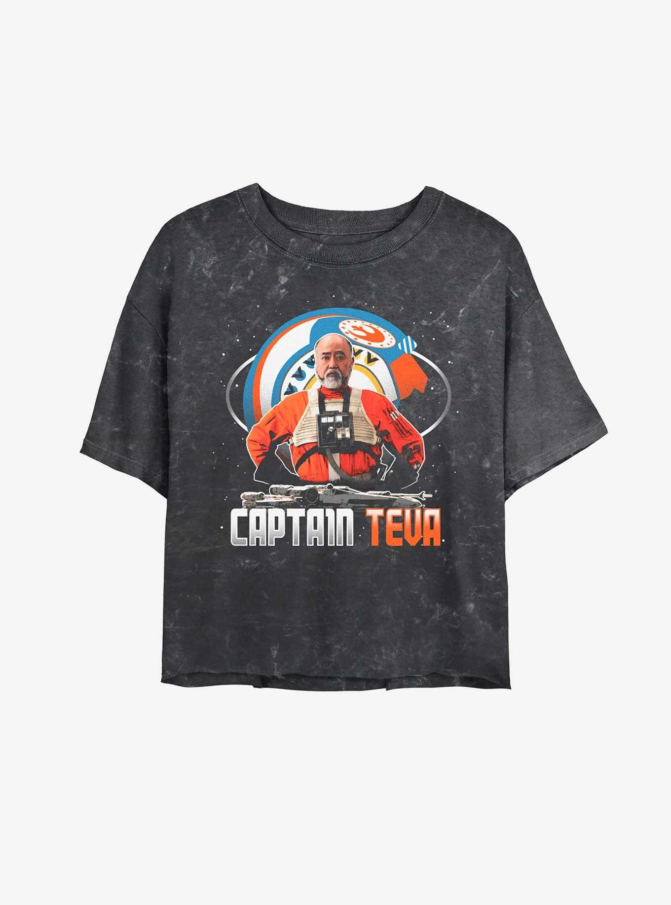 Star Wars The Mandalorian Captain Teva Mineral Wash Girls Crop T-Shirt, BLACK, hi-res