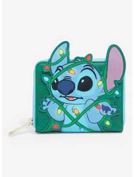 Loungefly Disney Lilo & Stitch Christmas Lights Stitch Small Zip Wallet - BoxLunch Exclusive, , hi-res
