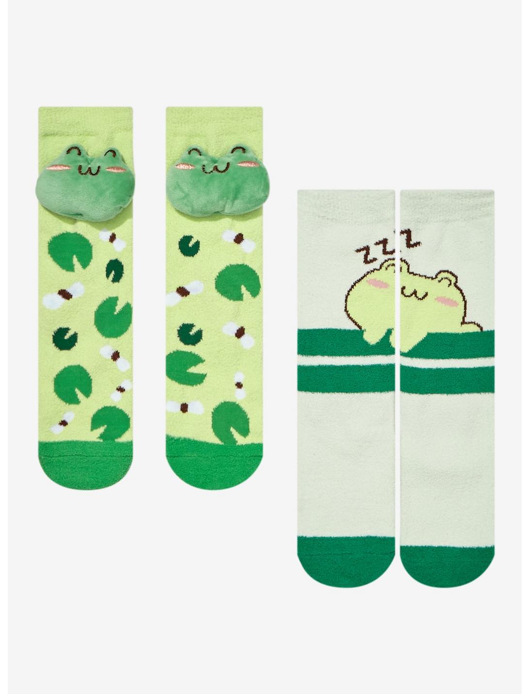 Chibi Frog Plush Fuzzy Socks 2 Pair, , hi-res