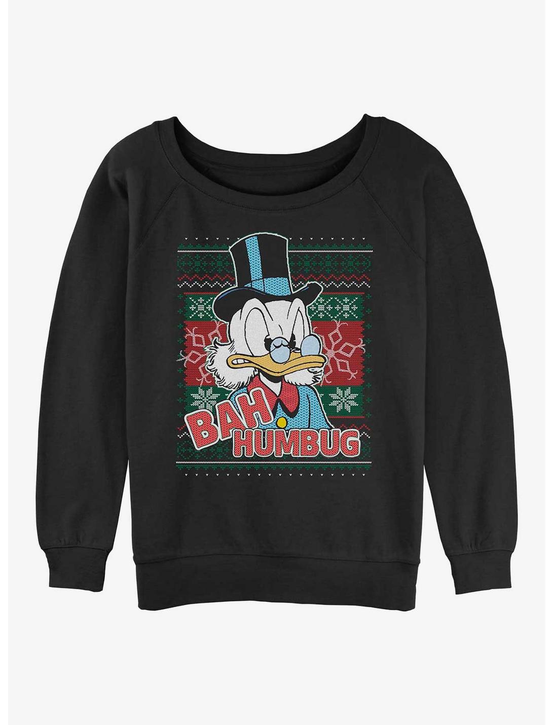 Disney DuckTales Bah Humbug Scrooge Womens Slouchy Sweatshirt, BLACK, hi-res