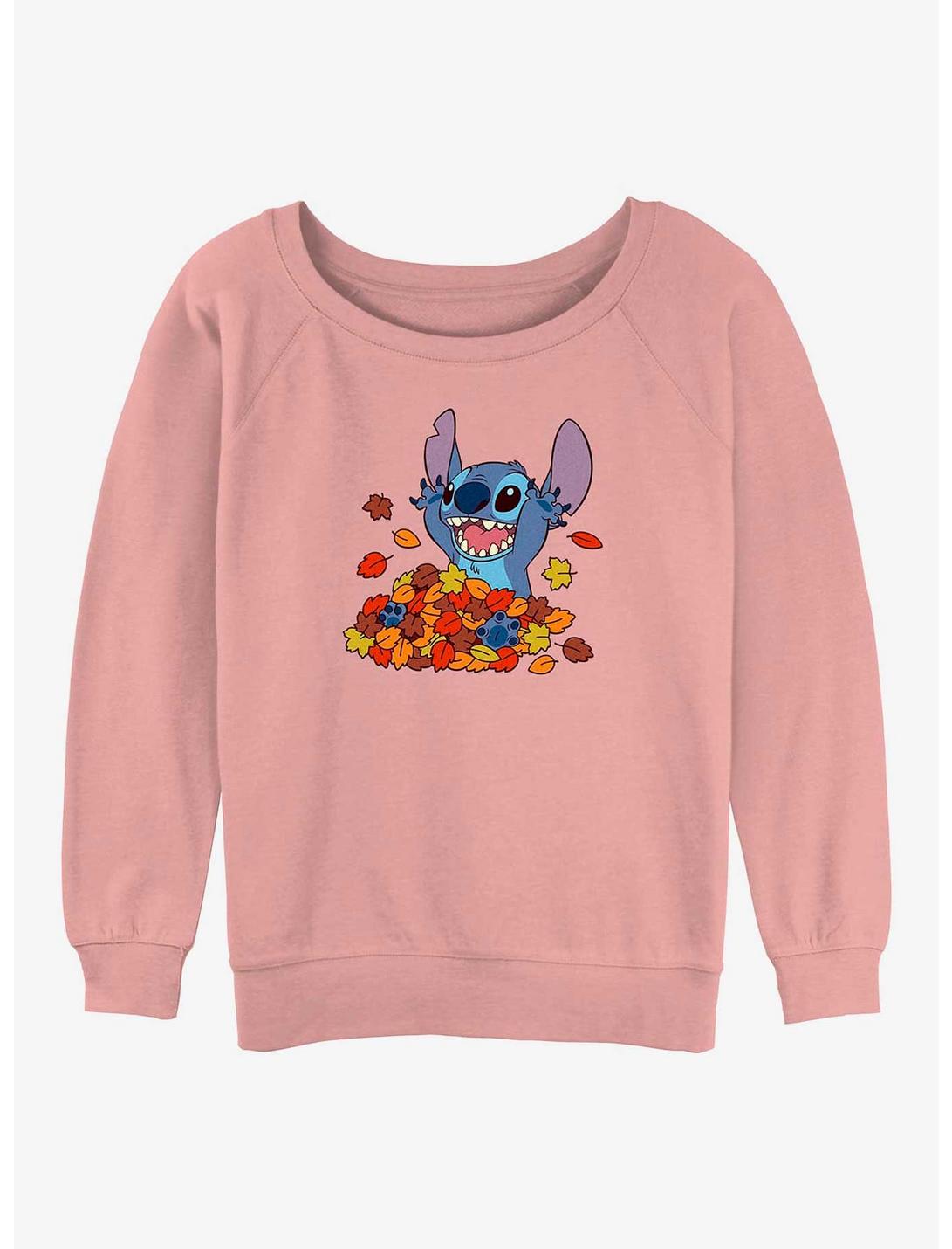 Disney Lilo & Stitch Leaf Pile Womens Slouchy Sweatshirt, DESERTPNK, hi-res