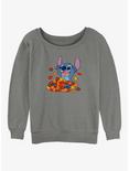 Disney Lilo & Stitch Leaf Pile Womens Slouchy Sweatshirt, GRAY HTR, hi-res