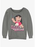 Disney Lilo & Stitch Stay Weird Womens Slouchy Sweatshirt, GRAY HTR, hi-res