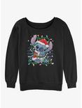 Disney Lilo & Stitch Christmas Lights Womens Slouchy Sweatshirt, BLACK, hi-res
