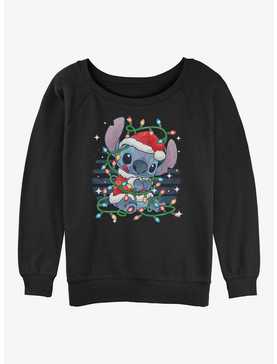 Disney Lilo & Stitch Christmas Lights Womens Slouchy Sweatshirt, , hi-res
