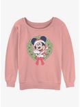 Disney Mickey Mouse Christmas Wreath Womens Slouchy Sweatshirt, DESERTPNK, hi-res