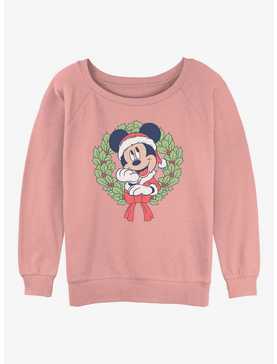Disney Mickey Mouse Christmas Wreath Womens Slouchy Sweatshirt, , hi-res