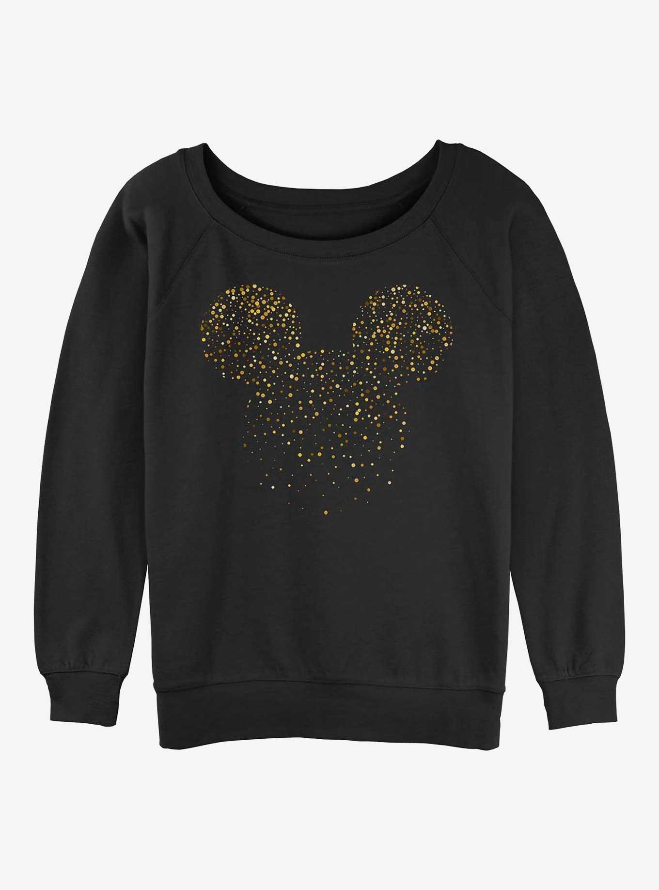 Disney Mickey Mouse Confetti Fill Ears Womens Slouchy Sweatshirt, BLACK, hi-res