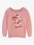 Disney Mickey Mouse Santa Mickey Womens Slouchy Sweatshirt, DESERTPNK, hi-res