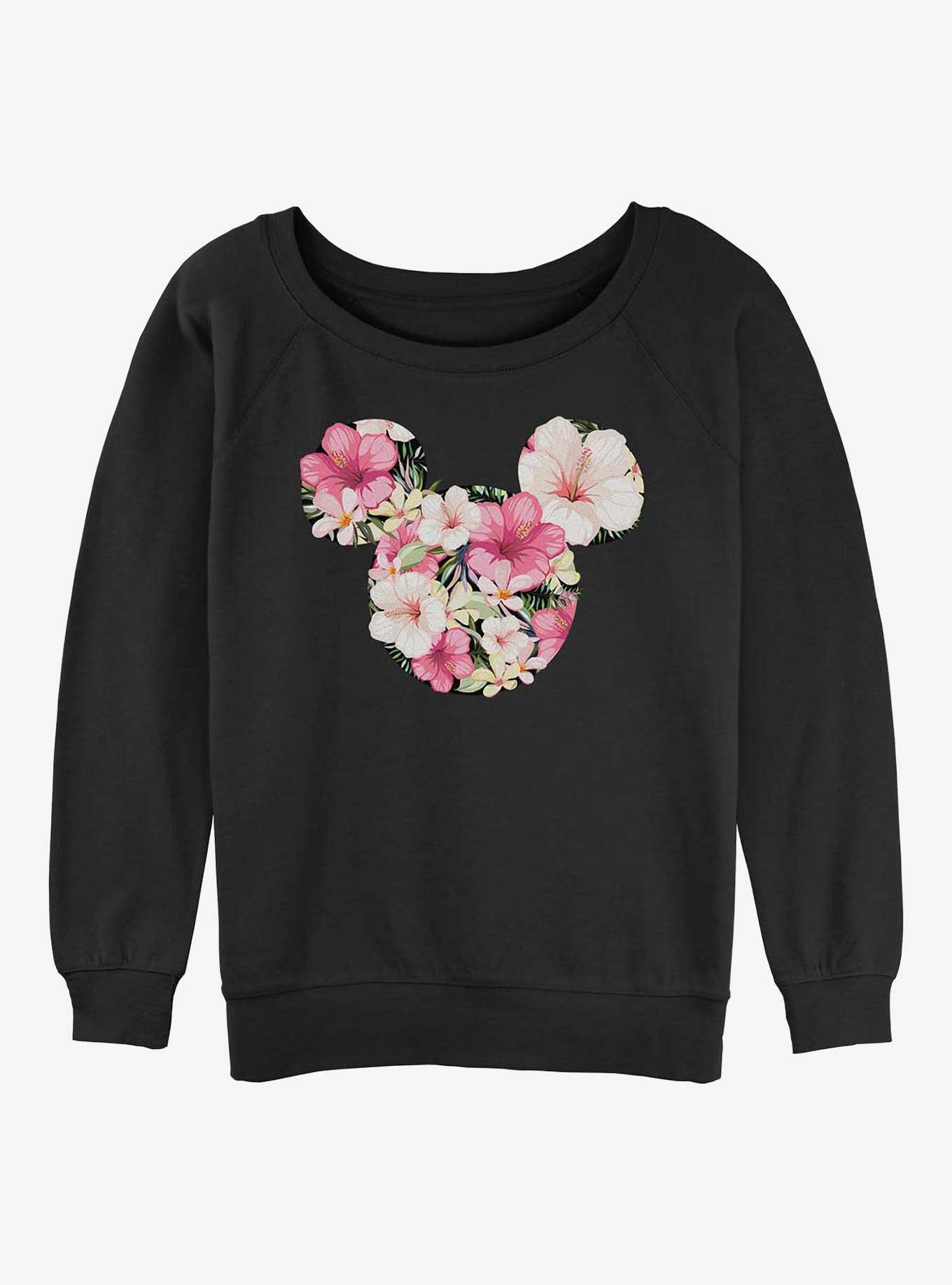 Disney Mickey Mouse Tropical Mouse Womens Slouchy Sweatshirt, BLACK, hi-res