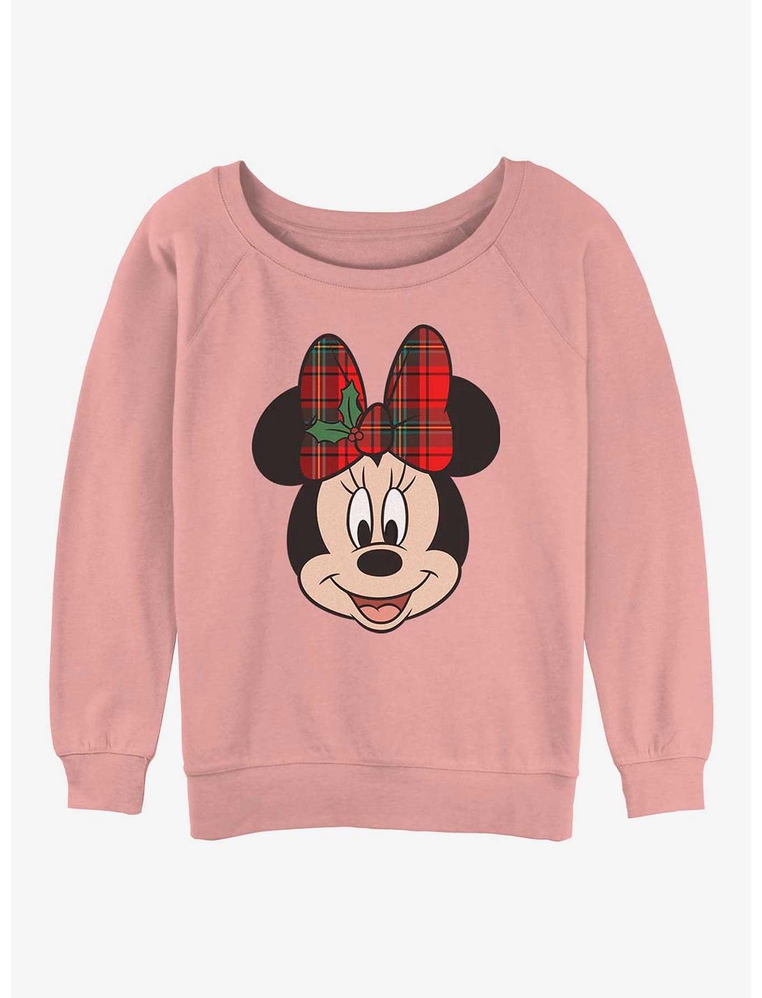 Disney Minnie Mouse Holiday Bow Womens Slouchy Sweatshirt, DESERTPNK, hi-res