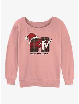 MTV Plaid Christmas Womens Slouchy Sweatshirt, , hi-res