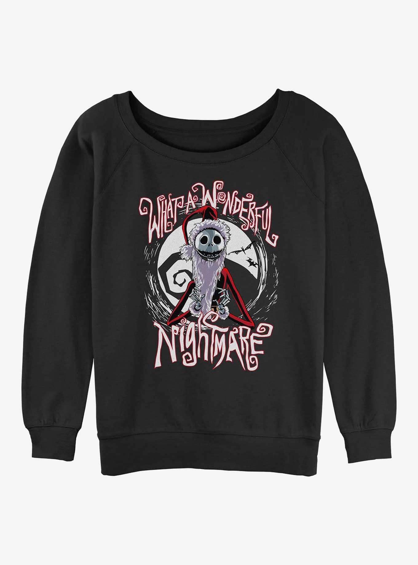 Disney The Nightmare Before Christmas Santa Jack Wonderful Nightmare Womens Slouchy Sweatshirt, BLACK, hi-res